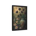 Side Mockup 6. Floral Dark Tulips Dark Floral Vintage shown as stretched canvas wall art