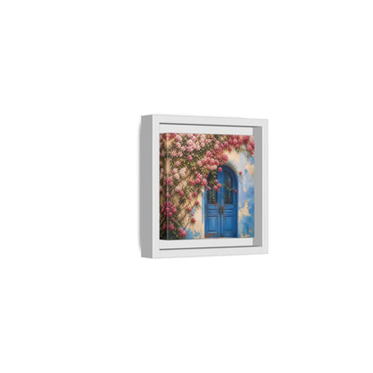 Side Mockup 22. Floral Floral Door Pink And Blue Floral shown as stretched canvas wall art