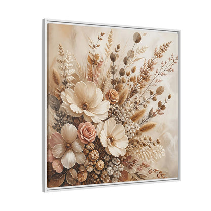 Side Mockup 4. Floral Dried Flowers Neutral Floral Art shown as stretched canvas wall art