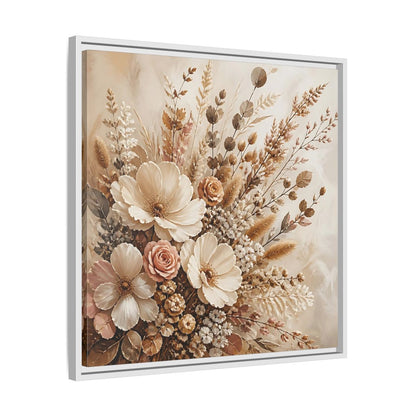 Side Mockup 26. Floral Dried Flowers Neutral Floral Art shown as stretched canvas wall art