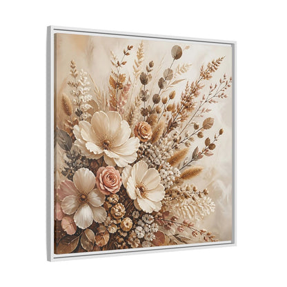 Side Mockup 25. Floral Dried Flowers Neutral Floral Art shown as stretched canvas wall art