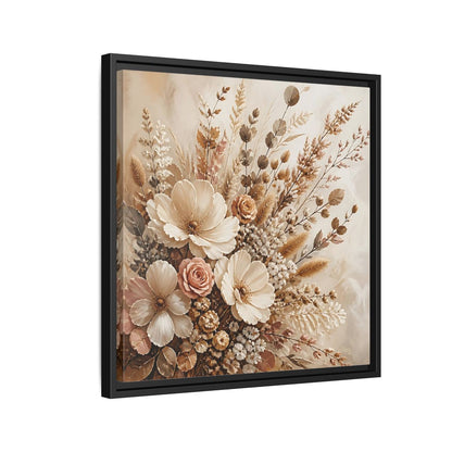 Side Mockup 12. Floral Dried Flowers Neutral Floral Art shown as stretched canvas wall art