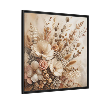 Side Mockup 9. Floral Dried Flowers Neutral Floral Art shown as stretched canvas wall art