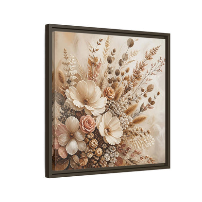 Side Mockup 11. Floral Dried Flowers Neutral Floral Art shown as stretched canvas wall art