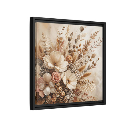 Side Mockup 15. Floral Dried Flowers Neutral Floral Art shown as stretched canvas wall art