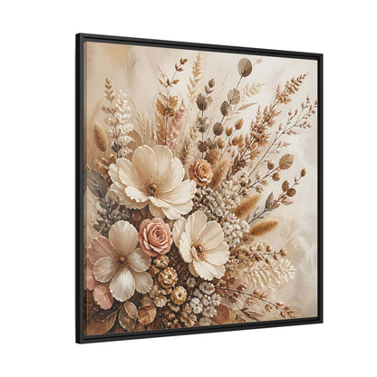 Side Mockup 6. Floral Dried Flowers Neutral Floral Art shown as stretched canvas wall art