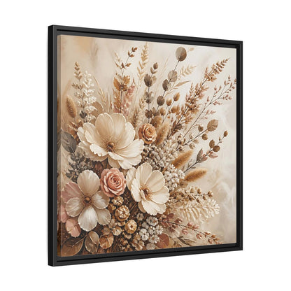 Side Mockup 31. Floral Dried Flowers Neutral Floral Art shown as stretched canvas wall art