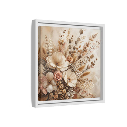 Side Mockup 16. Floral Dried Flowers Neutral Floral Art shown as stretched canvas wall art