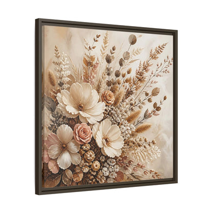 Side Mockup 27. Floral Dried Flowers Neutral Floral Art shown as stretched canvas wall art