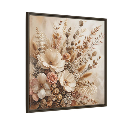 Side Mockup 8. Floral Dried Flowers Neutral Floral Art shown as stretched canvas wall art