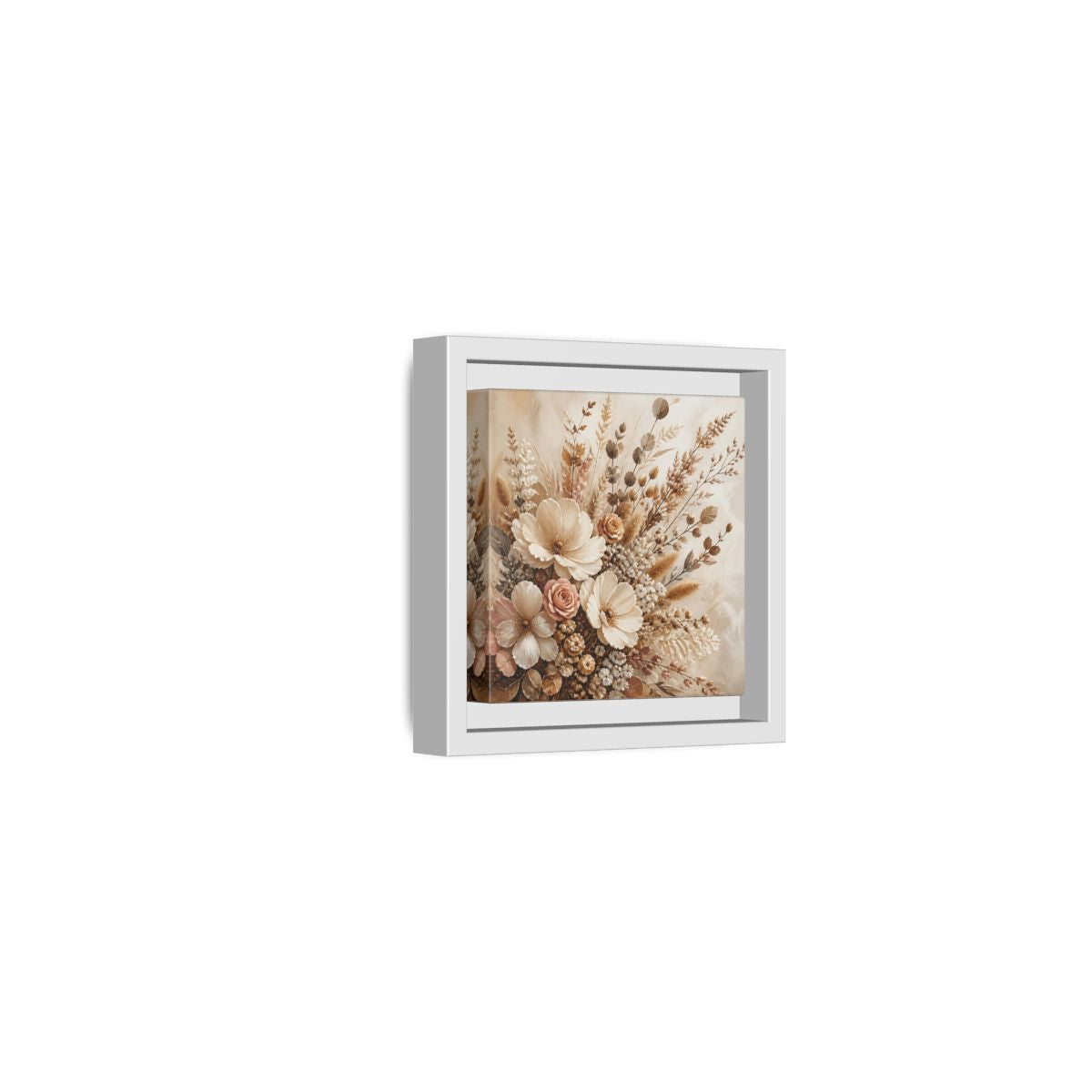 Side Mockup 22. Floral Dried Flowers Neutral Floral Art shown as stretched canvas wall art