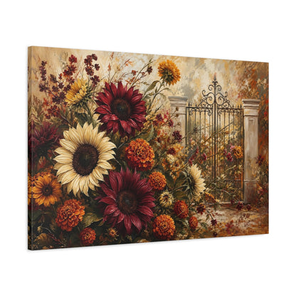 Main Mockup. Floral Floral Arrangement Autumn Floral shown as stretched canvas wall art