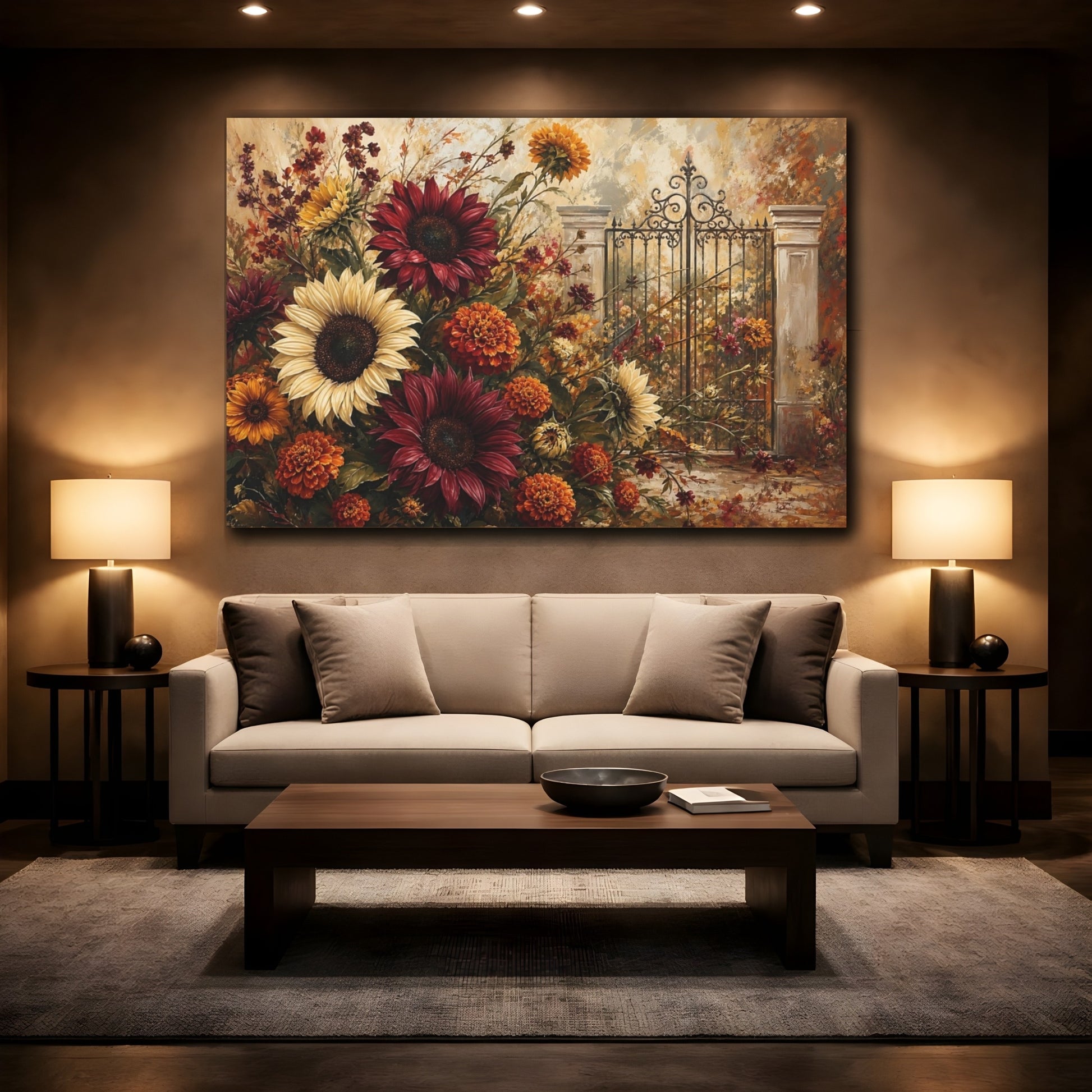 Mockup 2. Floral Floral Arrangement Autumn Floral shown as stretched canvas wall art