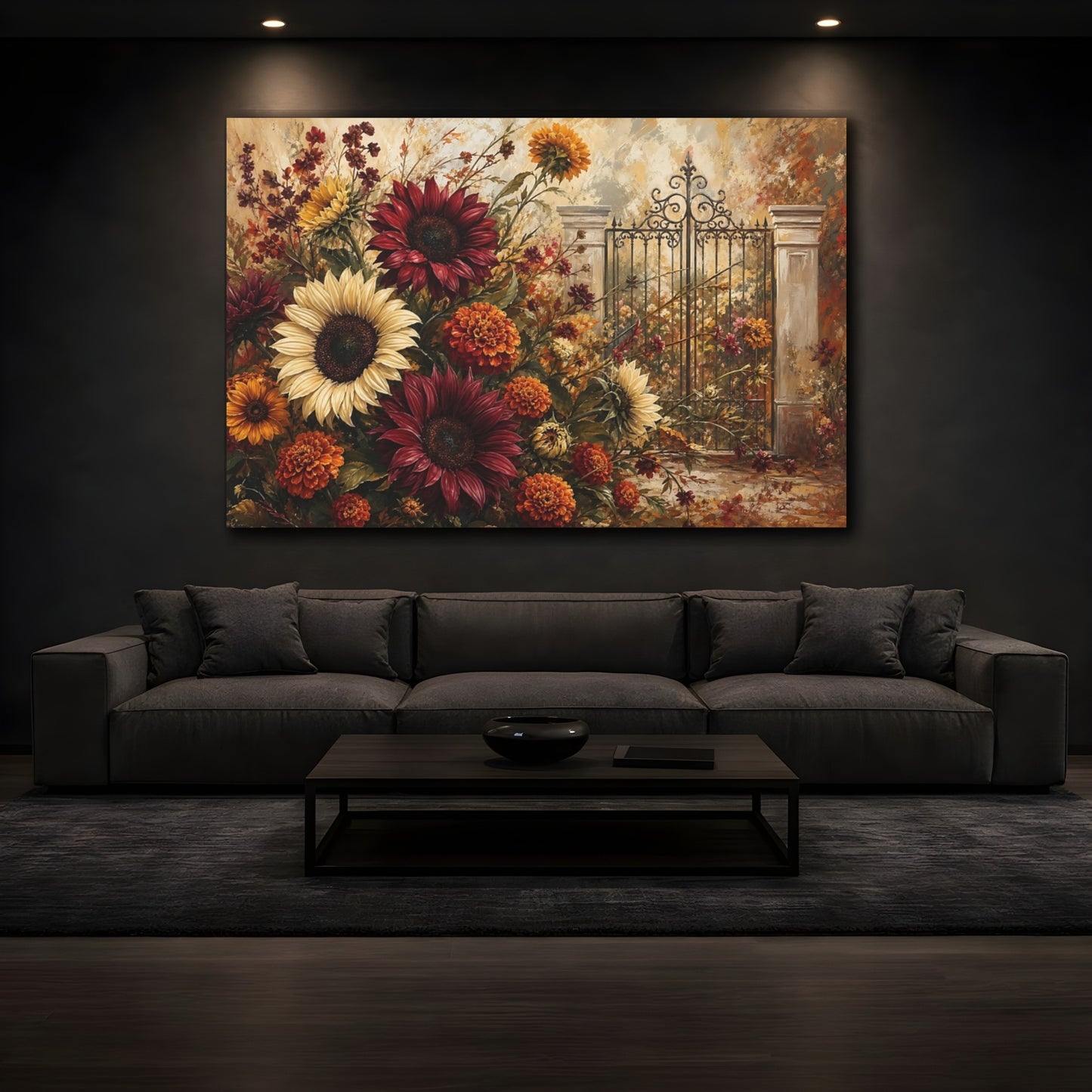 Mockup 3. Floral Floral Arrangement Autumn Floral shown as stretched canvas wall art