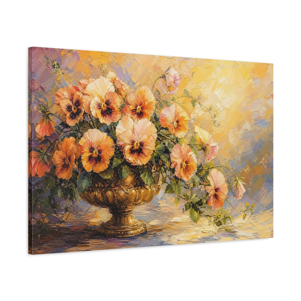 Main Mockup. Floral Floral Arrangement Orange Gold Yellow shown as stretched canvas wall art