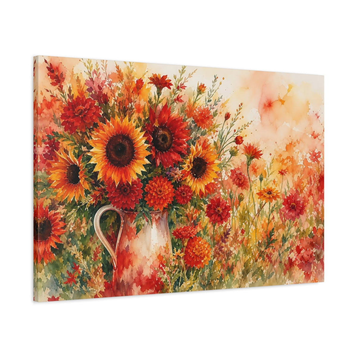 Main Mockup. Floral Floral Bouquet Autumn Floral shown as stretched canvas wall art