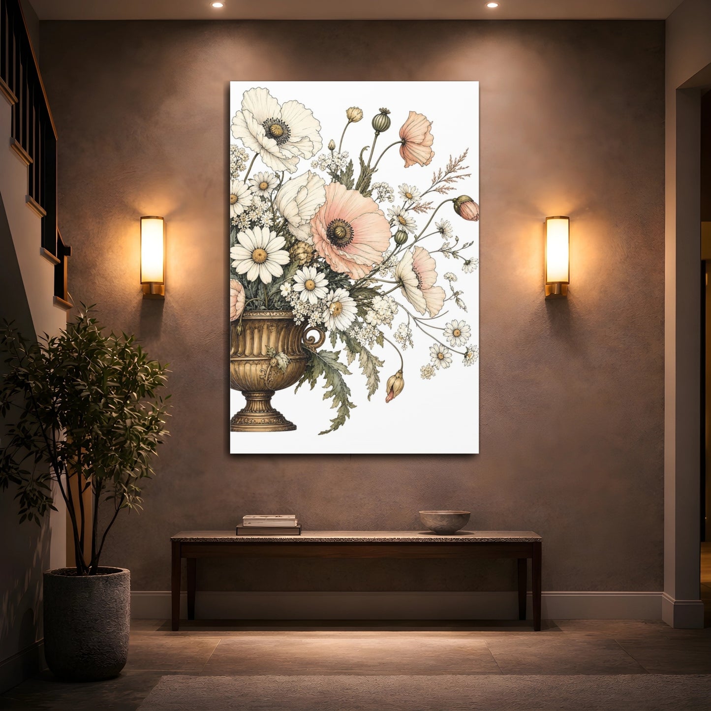 Mockup 2. Floral Floral Bouquet Pastel Floral Bouquet shown as stretched canvas wall art