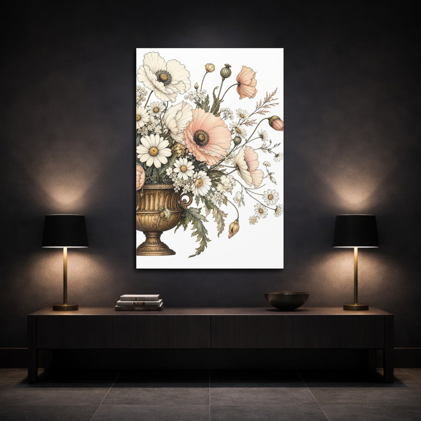 Mockup 3. Floral Floral Bouquet Pastel Floral Bouquet shown as stretched canvas wall art