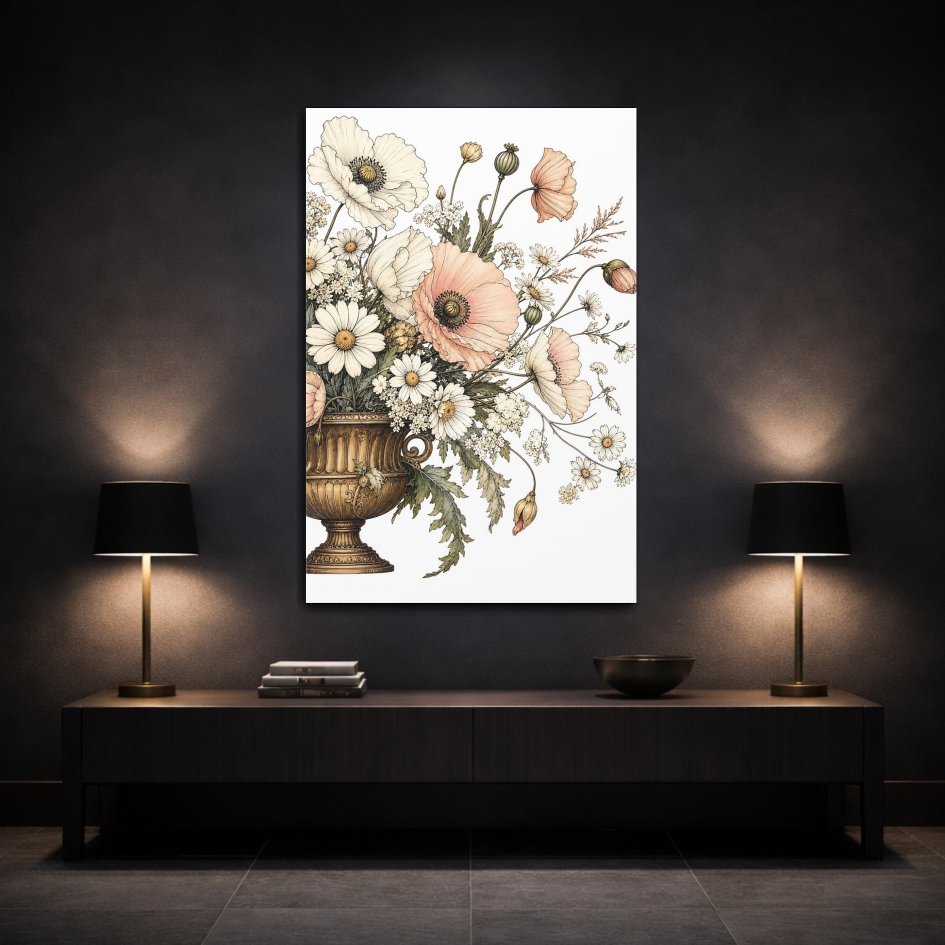 Mockup 3. Floral Floral Bouquet Pastel Floral Bouquet shown as stretched canvas wall art