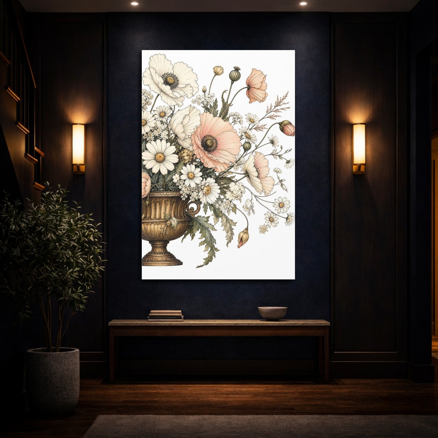 Mockup 4. Floral Floral Bouquet Pastel Floral Bouquet shown as stretched canvas wall art
