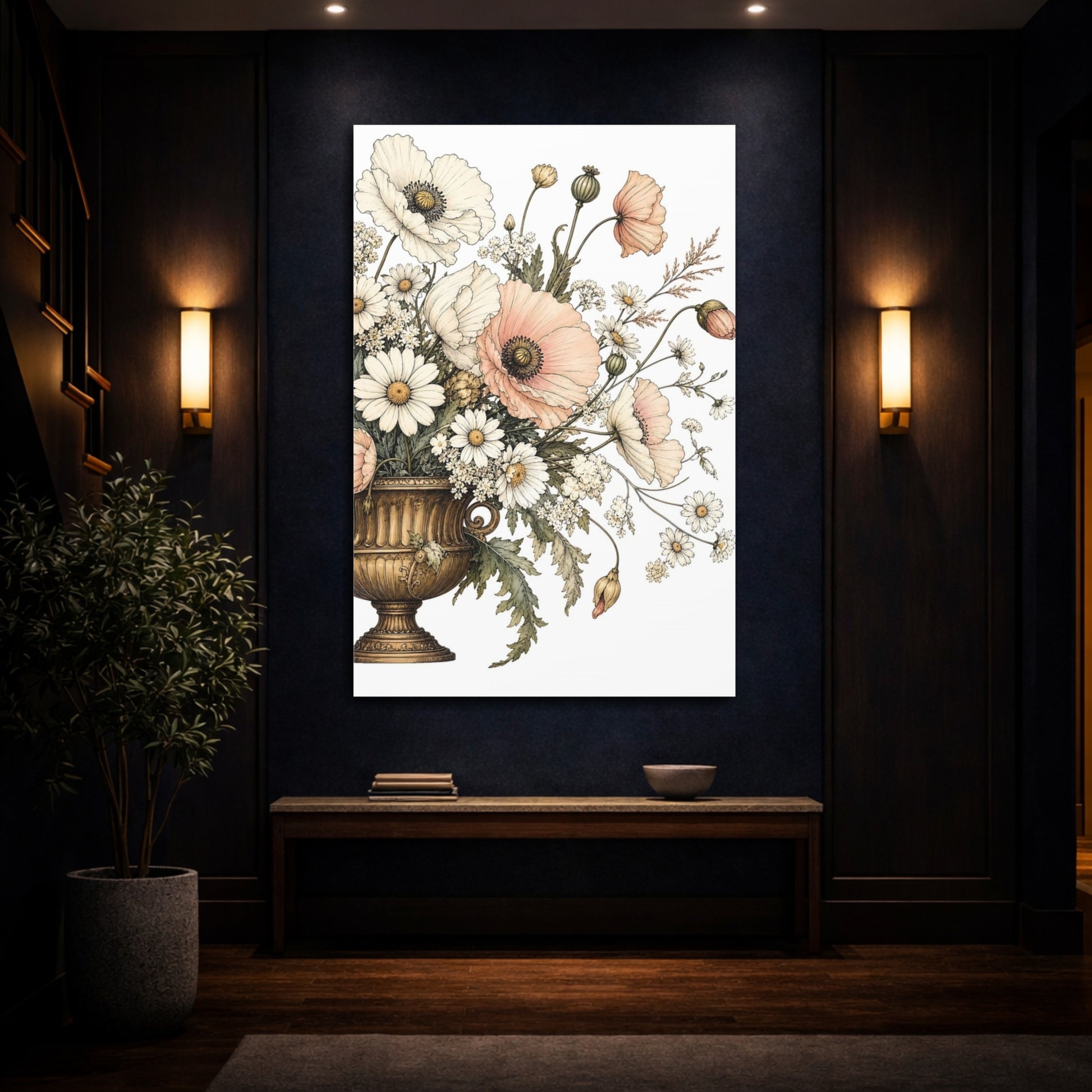 Mockup 4. Floral Floral Bouquet Pastel Floral Bouquet shown as stretched canvas wall art