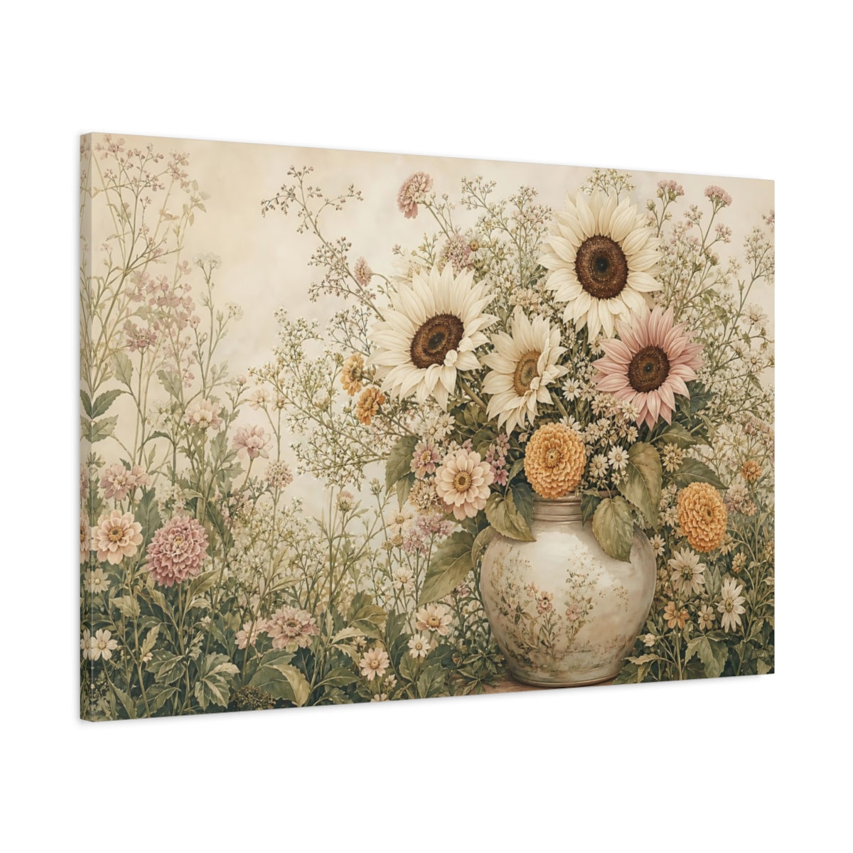 Main Mockup. Floral Floral Bouquet Pastel Floral shown as stretched canvas wall art