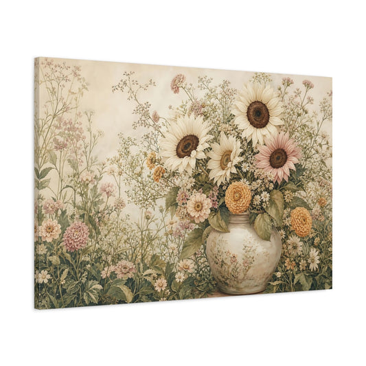 Main Mockup. Floral Floral Bouquet Pastel Floral shown as stretched canvas wall art