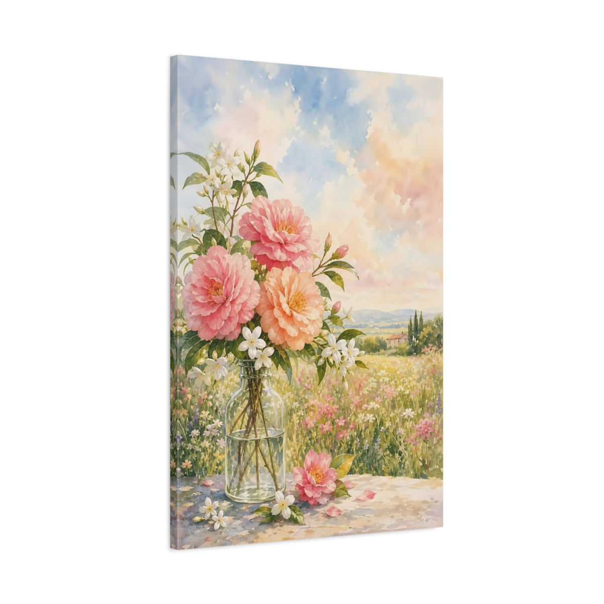 Main Mockup. Floral Floral Bouquet Pastel Floral shown as stretched canvas wall art