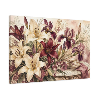 Main Mockup. Floral Floral Bouquet Vintage Floral Bouquet shown as stretched canvas wall art