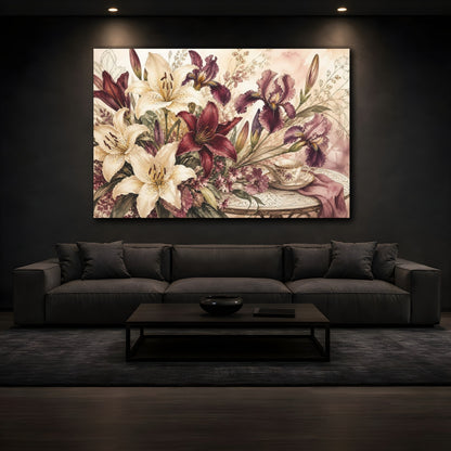 Mockup 3. Floral Floral Bouquet Vintage Floral Bouquet shown as stretched canvas wall art