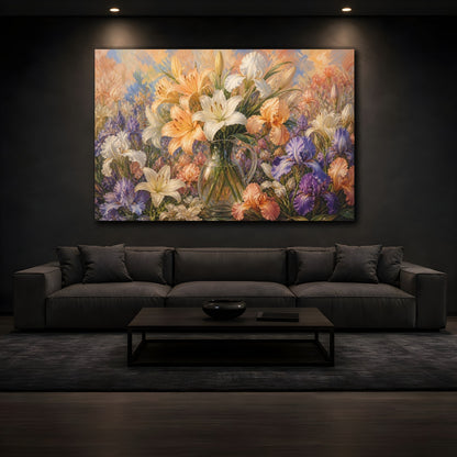 Mockup 3. Floral Flower Arrangement Colorful Flower Bouquet shown as stretched canvas wall art