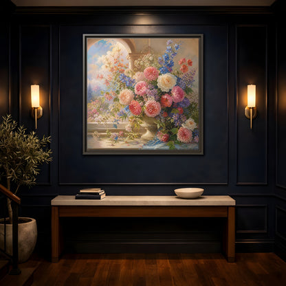 Mockup 4. Floral Flower Bouquet Colorful Floral shown as stretched canvas wall art