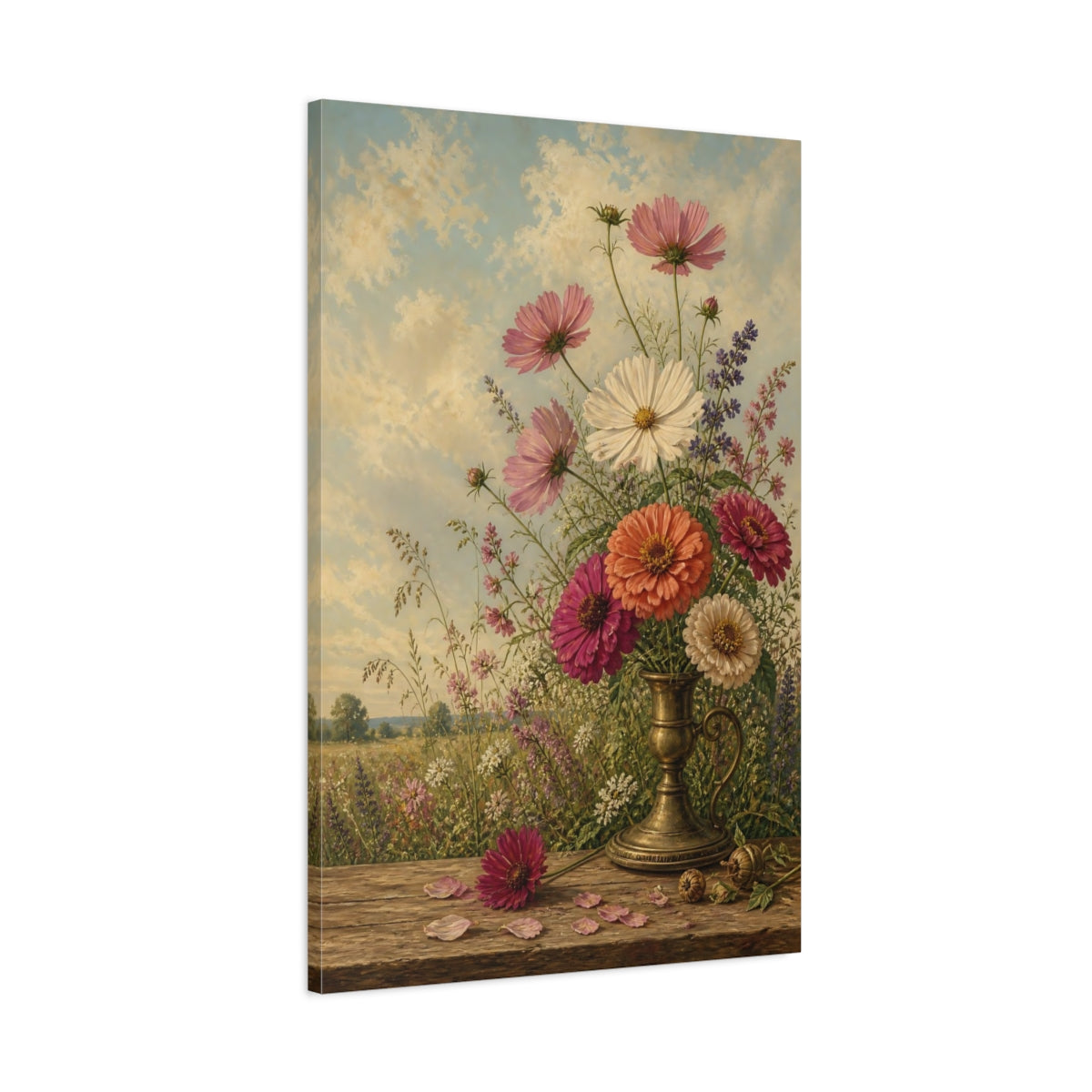 Main Mockup. Floral Flower Bouquet Colorful Floral Still Life shown as stretched canvas wall art