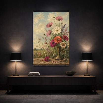 Mockup 3. Floral Flower Bouquet Colorful Floral Still Life shown as stretched canvas wall art