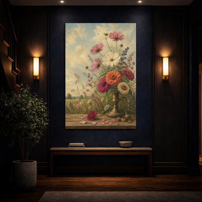Mockup 4. Floral Flower Bouquet Colorful Floral Still Life shown as stretched canvas wall art