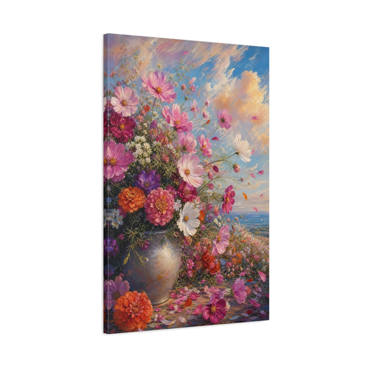 Main Mockup. Floral Flower Bouquet Colorful Floral Vase shown as stretched canvas wall art