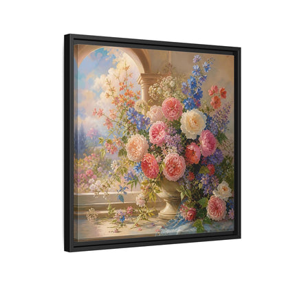 Side Mockup 12. Floral Flower Bouquet Colorful Floral shown as stretched canvas wall art