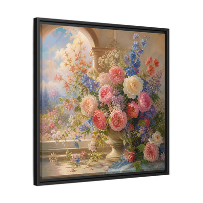 Side Mockup 31. Floral Flower Bouquet Colorful Floral shown as stretched canvas wall art