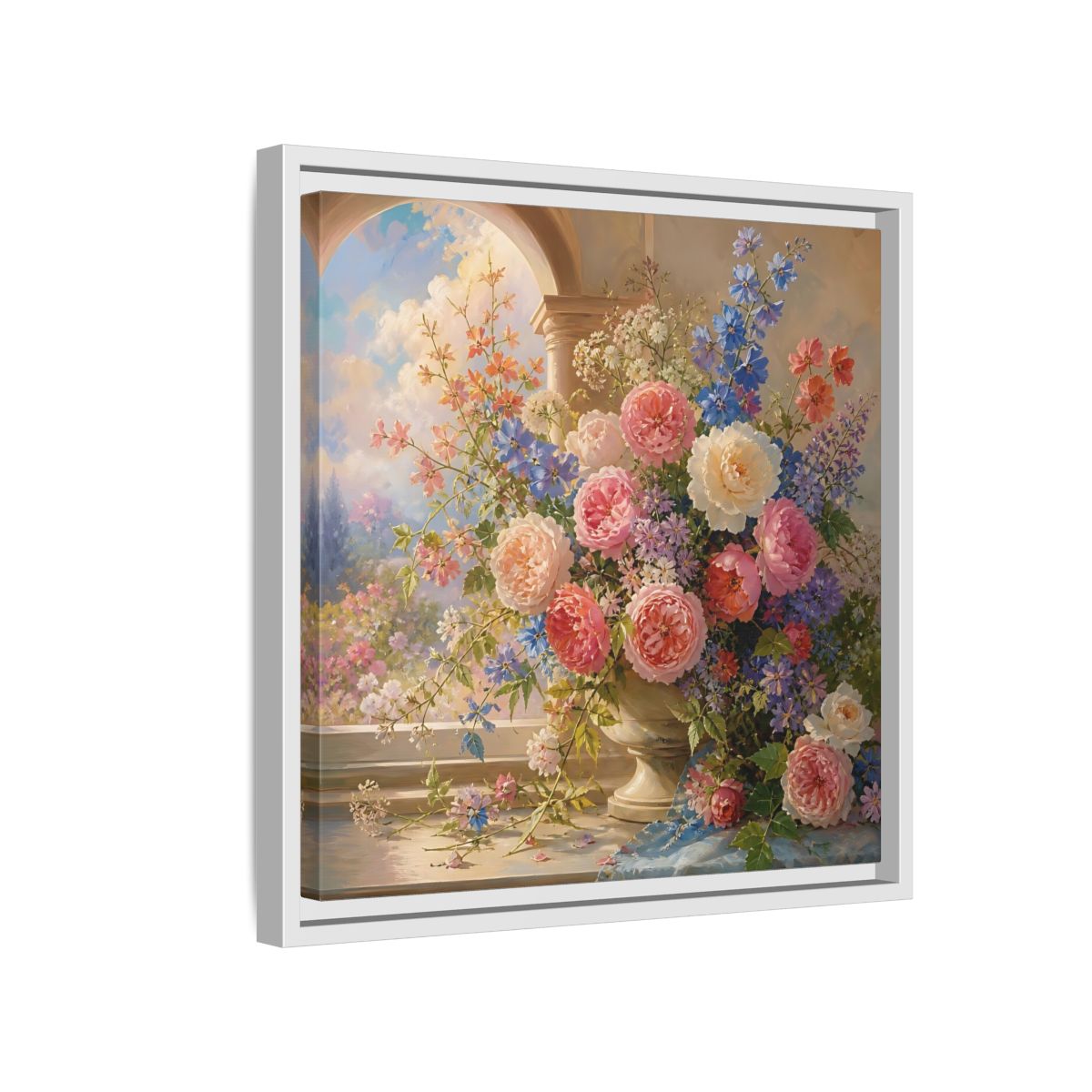 Side Mockup 13. Floral Flower Bouquet Colorful Floral shown as stretched canvas wall art