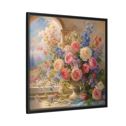 Side Mockup 9. Floral Flower Bouquet Colorful Floral shown as stretched canvas wall art