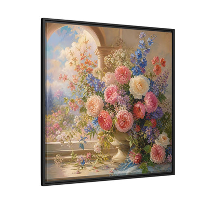 Side Mockup 6. Floral Flower Bouquet Colorful Floral shown as stretched canvas wall art
