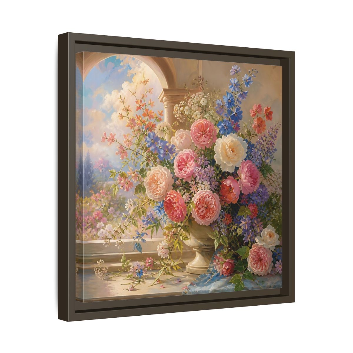 Side Mockup 29. Floral Flower Bouquet Colorful Floral shown as stretched canvas wall art