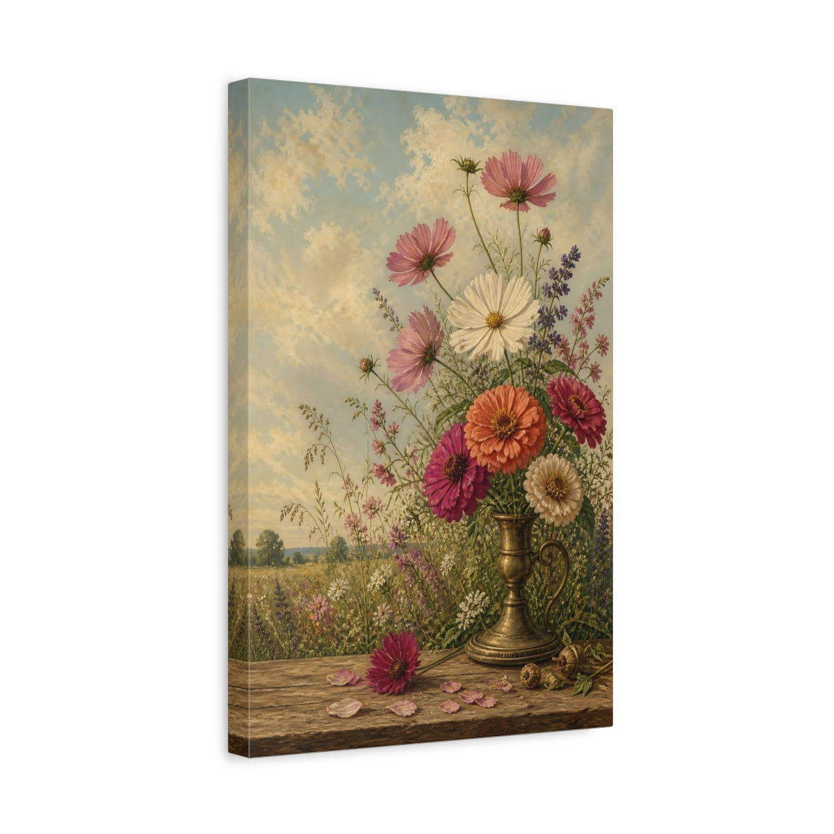 Side Mockup 4. Floral Flower Bouquet Colorful Floral Still Life shown as stretched canvas wall art