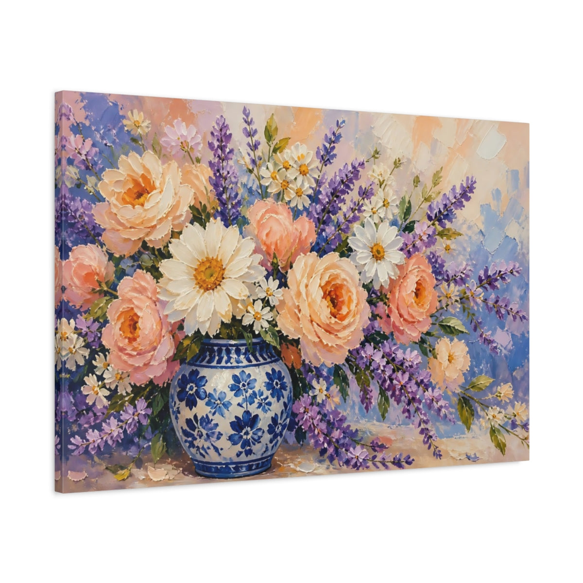 Main Mockup. Floral Flower Bouquet Pastel Floral Bouquet shown as stretched canvas wall art