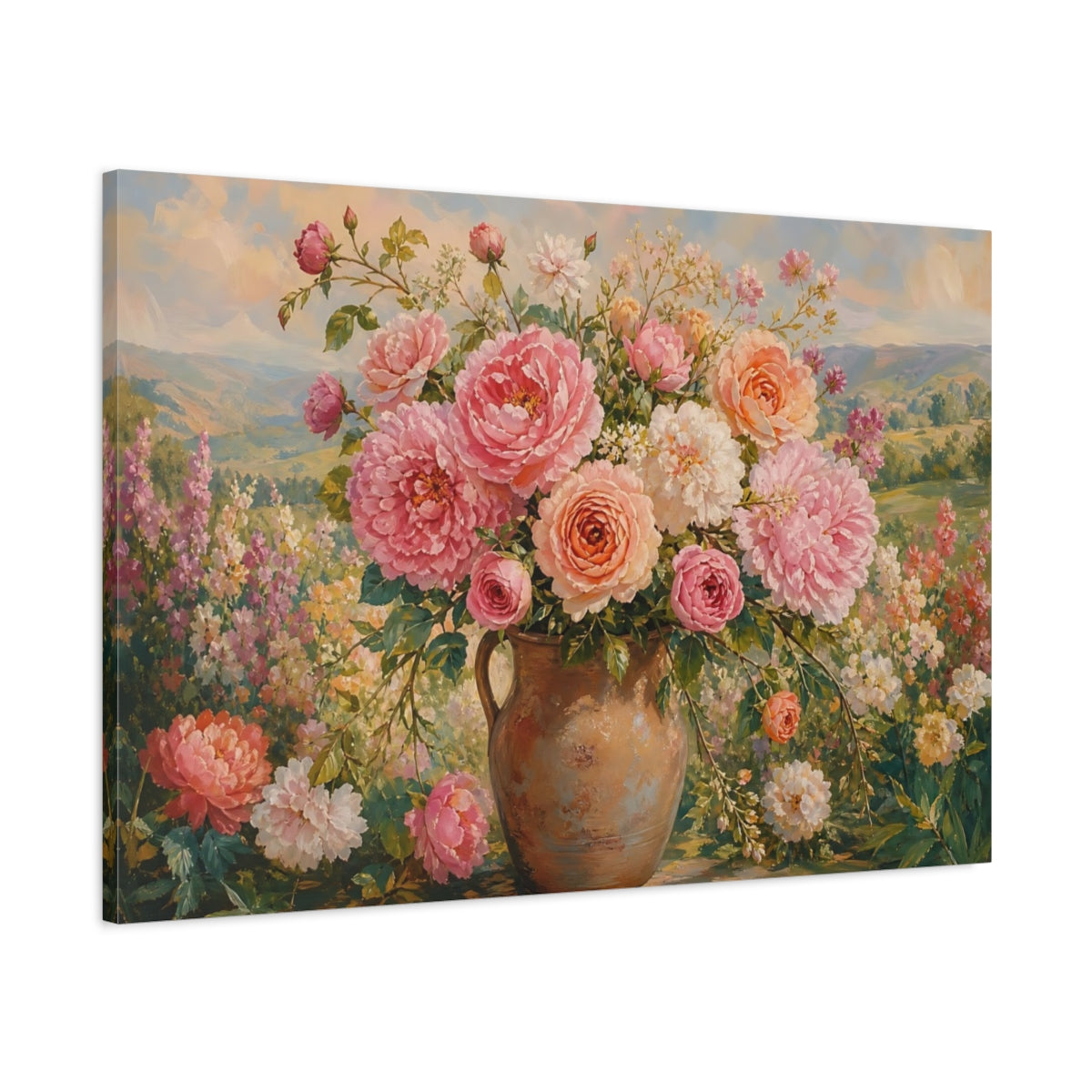 Main Mockup. Floral Flower Bouquet Pastel Floral shown as stretched canvas wall art