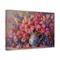 Side Mockup 4. Floral Flower Bouquet Pink And Blue Floral shown as stretched canvas wall art