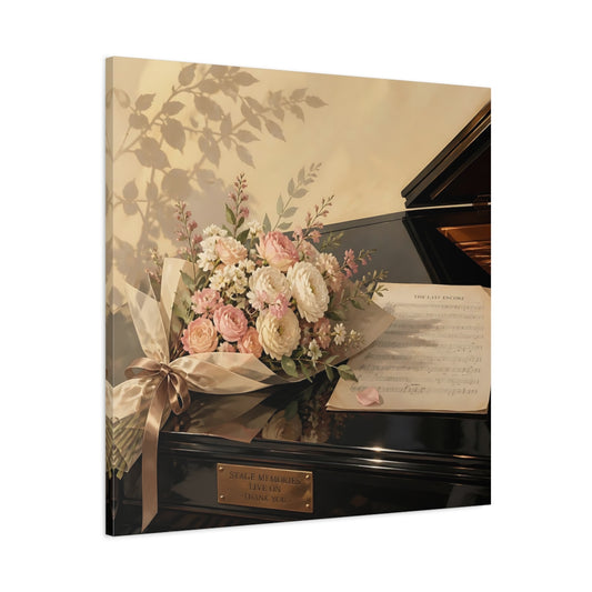 Main Mockup. Floral Flower Bouquet Pink Floral Piano shown as canvas print
