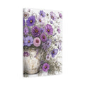 Side Mockup 4. Floral Flower Bouquet Purple Flowers shown as stretched canvas wall art