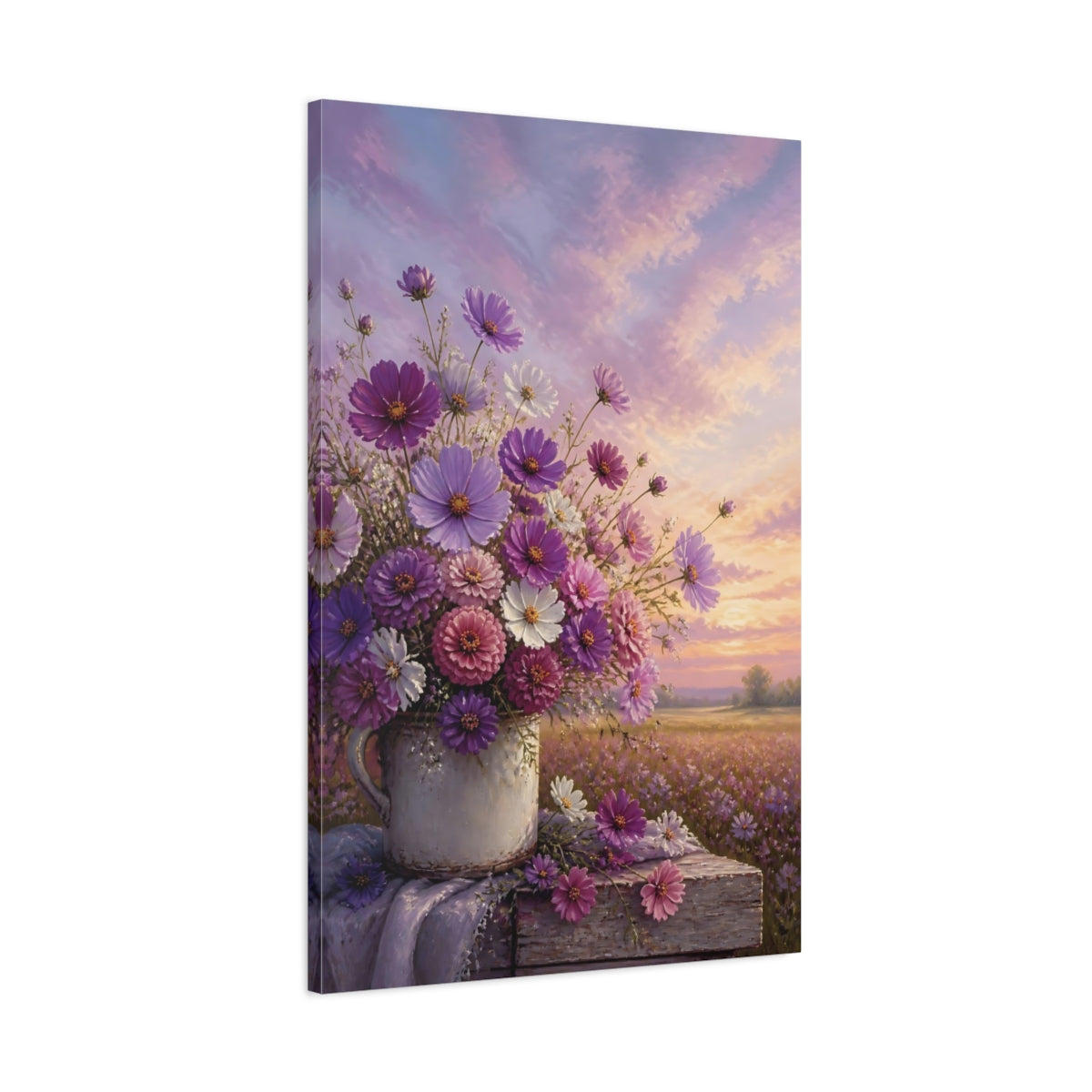 Main Mockup. Floral Flower Bouquet Purple Pink Floral shown as stretched canvas wall art