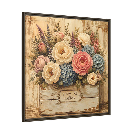 Main Mockup. Floral Flower Bouquet Shabby Chic Flowers shown as stretched canvas wall art